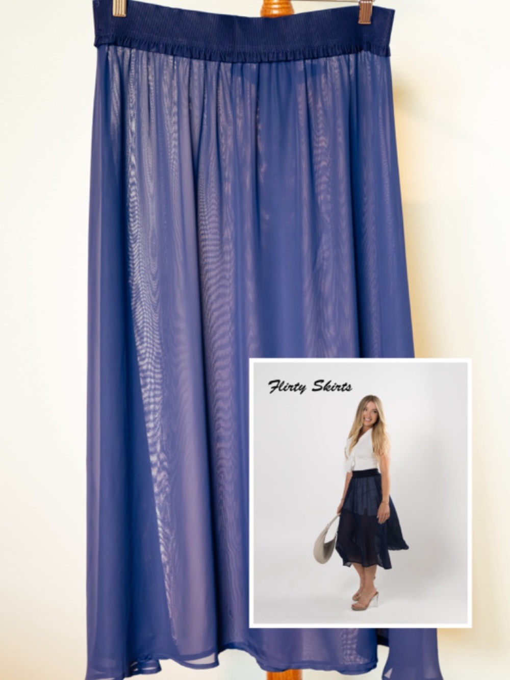 Sheer Navy Chiffon Skirt NWT